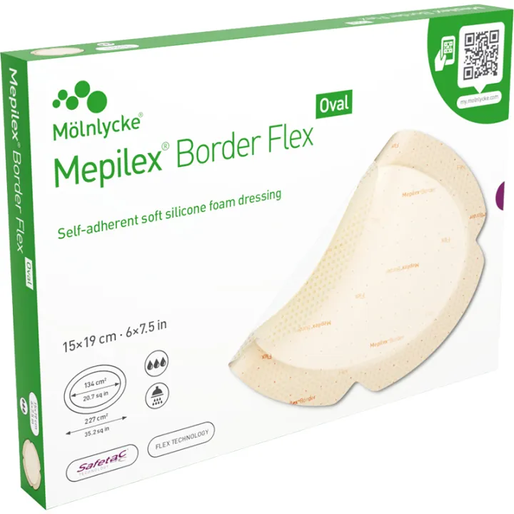 Mepilex Border Flex Oval Silicone Self-Fixing Hydrocellular Dressing