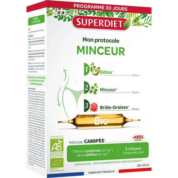Superdiet Protocole Minceur Bio 3x10 phials