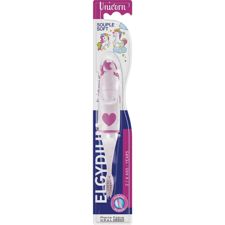 Escova de dentes de unicórnio Elgydium Kids