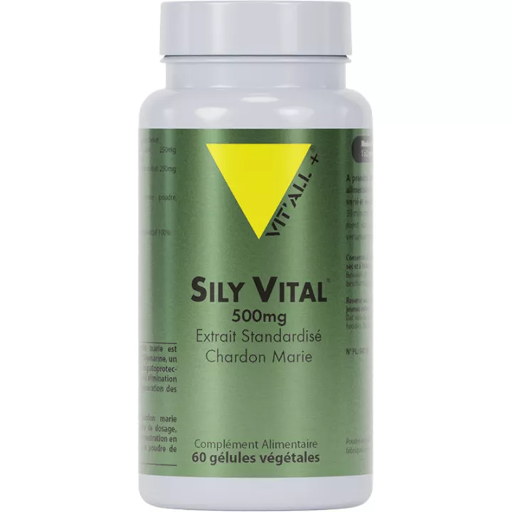 Vitall+ Sily Vital Mariendistel Silymarin Standardisierter Extrakt 60 vegetarische Kapseln