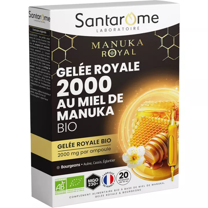 Santarome Gelée Royale 2000 mg mit Manuka-Honig Bio 20 Ampullen 10ml