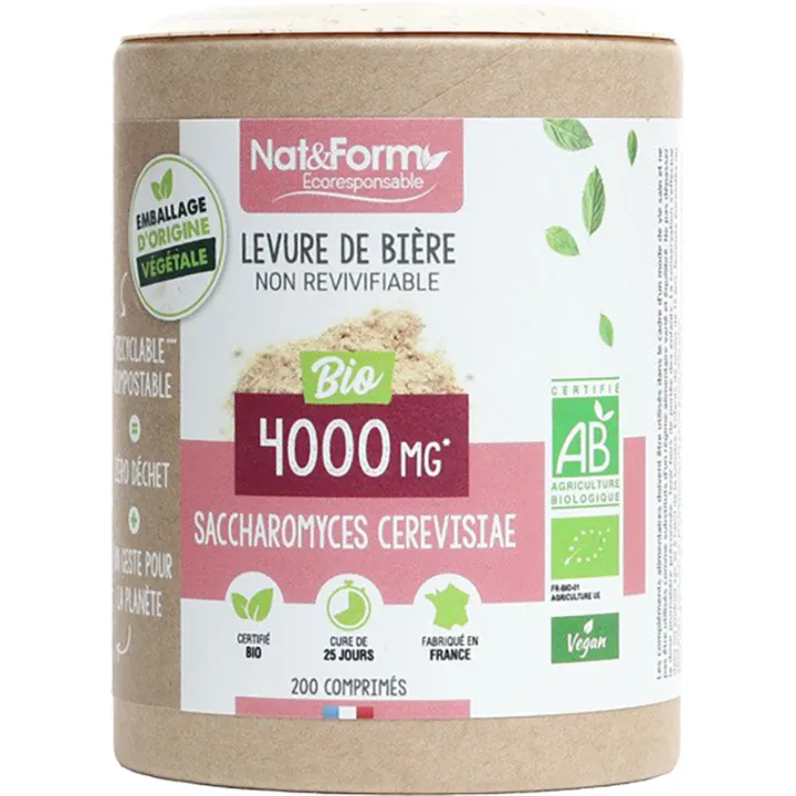 Nat & Form Niet-herhaalbare biergist Bio 200 tabletten Eco 