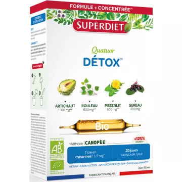 Superdiet Quatuor Détox Bio 20 ampoules