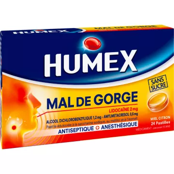 Humex Halsschmerzen Lidocain ohne Zucker 24 Lutschtabletten