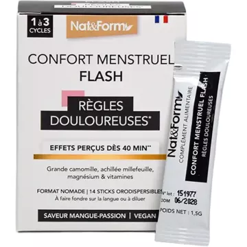 Nat & Form Menstrual Comfort Flash Períodos Dolorosos 14 sticks