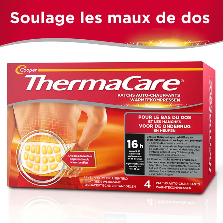 Thermacare - Adesivo Autoaquecível para a Parte Inferior das Costas - Caixa de 4