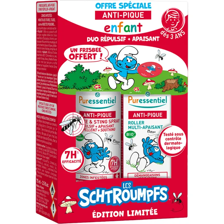 Puressentiel Anti-Pique Coffret Duo Répulsif + Apaisant Enfant Schtroumpfs