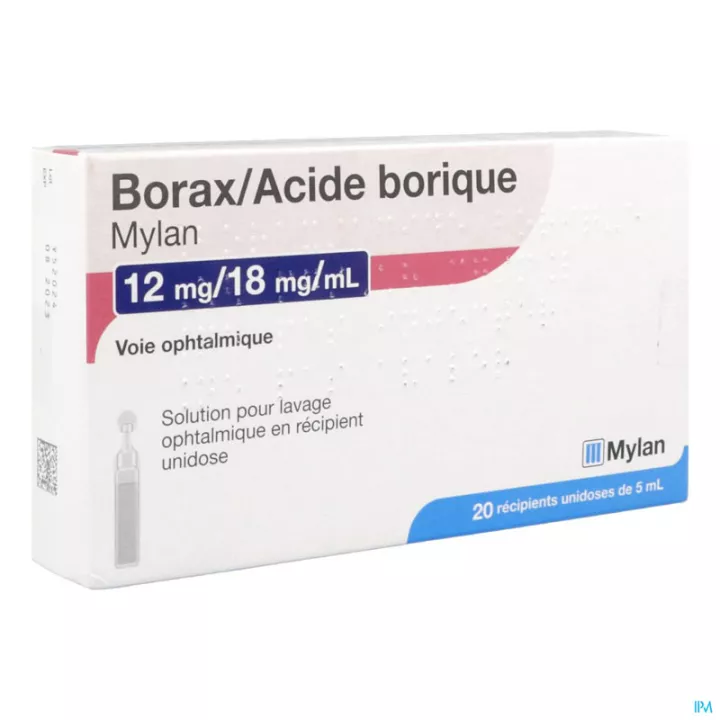 Bórax - solução de limpeza oftálmica Mylan de ácido bórico 20 doses únicas