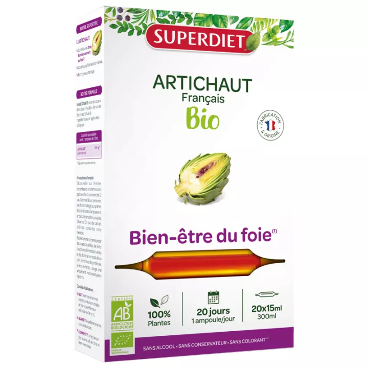 Superdiet Organic Alchoke Digestive Well-Being 20 frascos