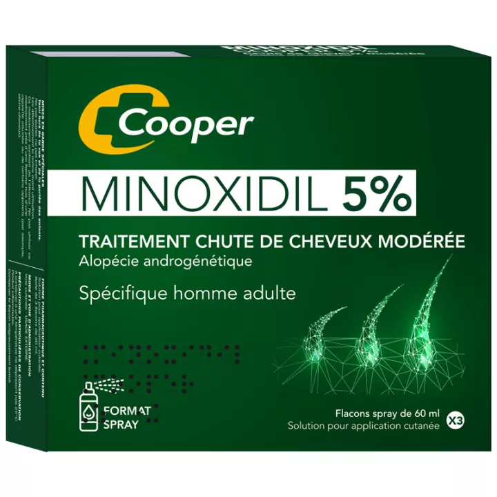 Minoxidil 5 por ciento Cooper 3x60ml