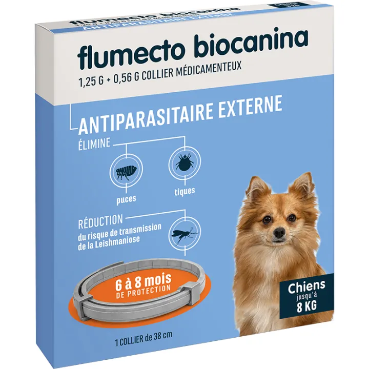 Vlooien- & Tekenhalsband Kleine Hond Flumecto Bescherming 8 maanden Biocanina