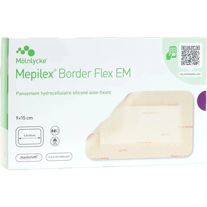 Mepilex Border Flex EM Silicone Self-Fixing Hydrocellular Dressing