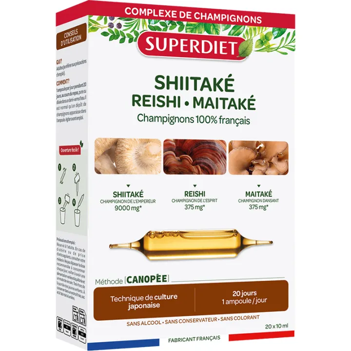 Superdiet Shiitake Reishi - Maïtaké Bio 20 Ampoules
