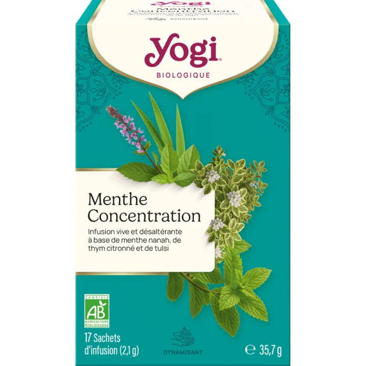 Yogi Tea Infusão Ayurvédica de Menta para a Concentração, Biológica, 17 saquinhos