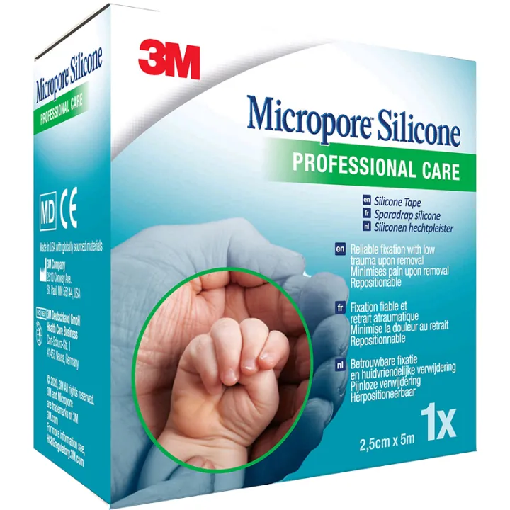 Esparadrapo de silicona Micropore Eliminación indolora y reposicionable 3M 