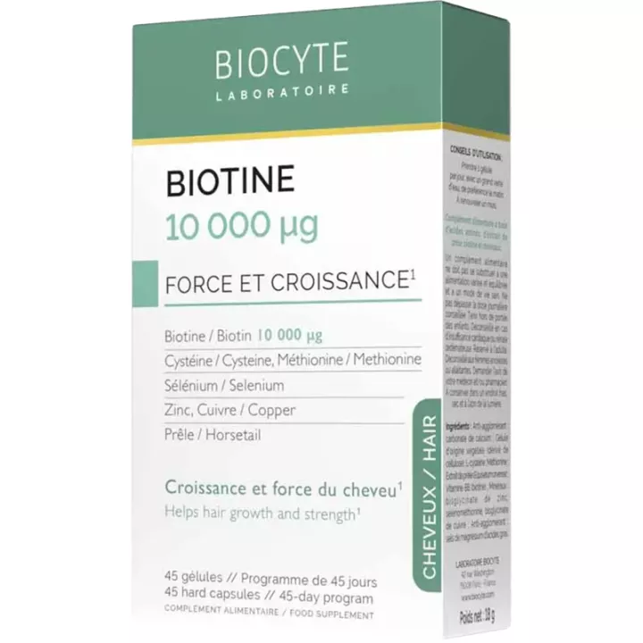 Biocyte Biotina 10000 µg Fuerza y Crecimiento del Cabello 45 cápsulas