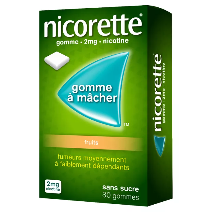 Nicorette Gomme à Mâcher 2mg Fruit Sans Sucre