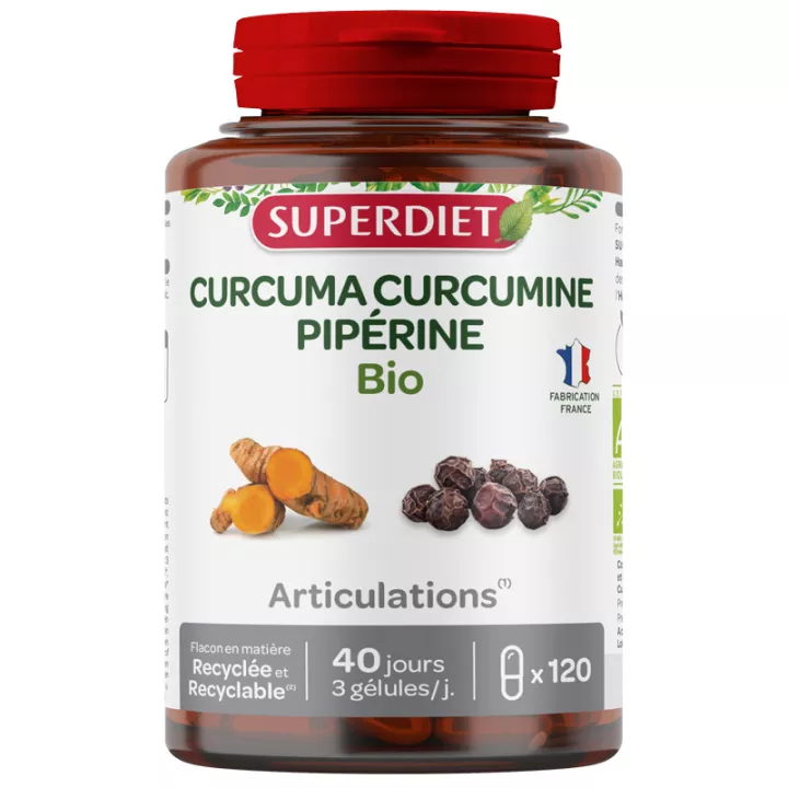 Superdiet Curcuma Piperine Articulations Bio Gélules