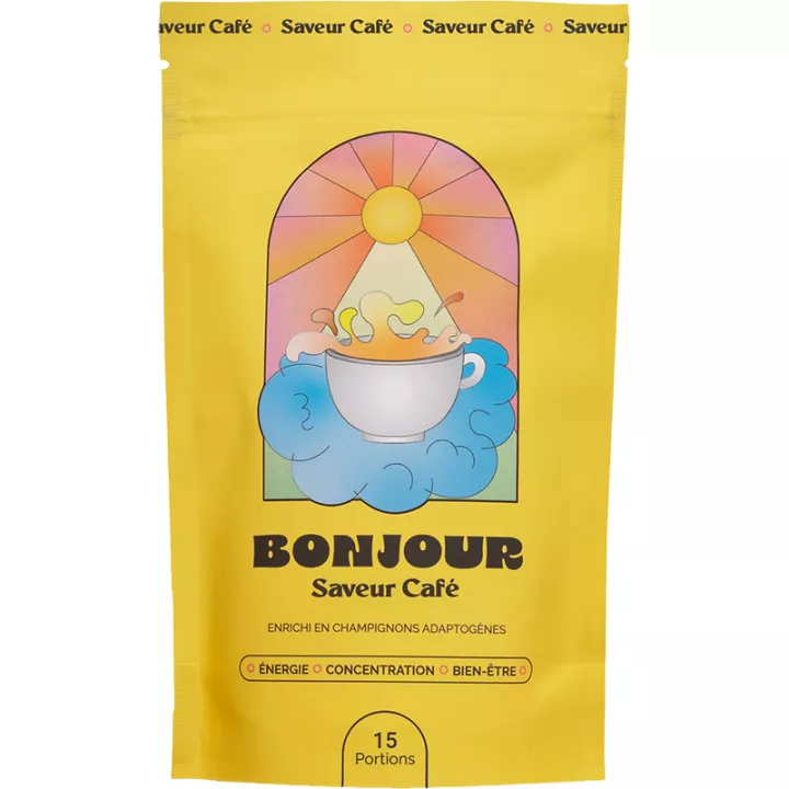 Bonjour Boisson Champignons Adaptogènes Saveur Café 15 portions 90g