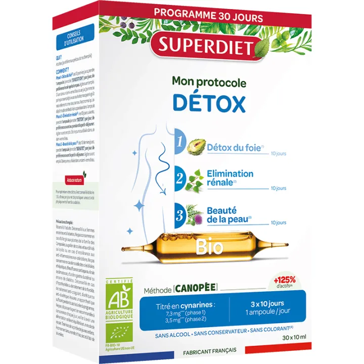 Superdiet Protocole Detox Bio 30 fiale