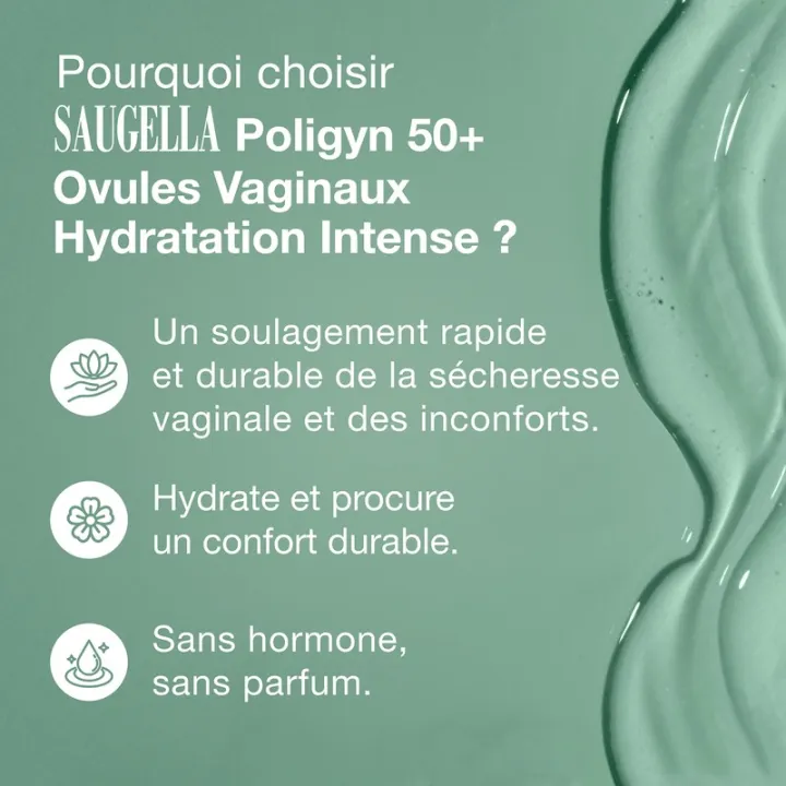 Saugella Poligyn 50+ Intense Hydration, 10 vaginal suppositories