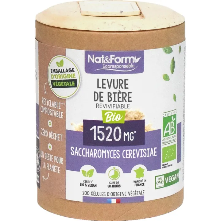 Nat&Form Levure De Bière Revivifiable Bio 200 gélules végétales