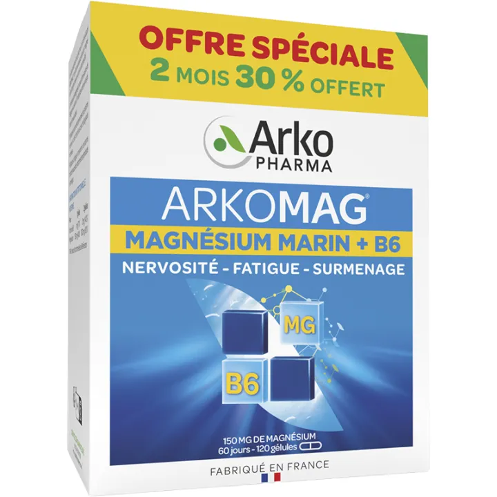 Arkopharma Arkomag Magnesium B6 Nervosität & Müdigkeit 120 Kapseln