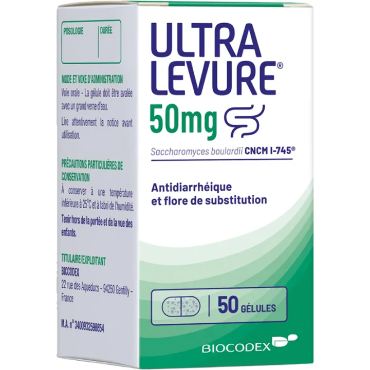UltraLevure 50mg anti-diarree capsules