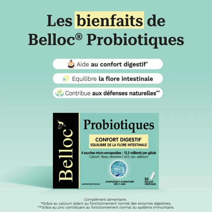 Belloc Probiotica voor een gezond spijsverteringsstelsel, 30 capsules