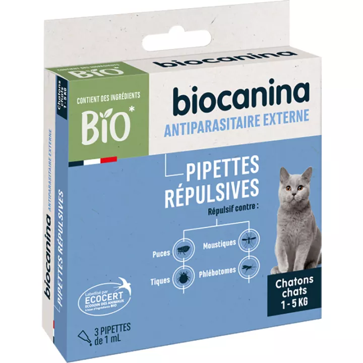 Biocanina Pipetas Repelentes Orgánicos para Gatos y Gatitos X3