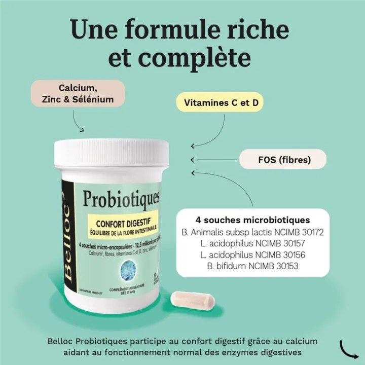 Belloc Probiotica voor een gezond spijsverteringsstelsel, 30 capsules