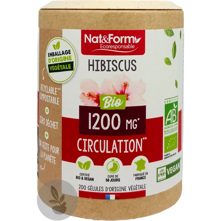 Nat & Form Ibisco Biologico 200 Capsule Vegetali Eco 