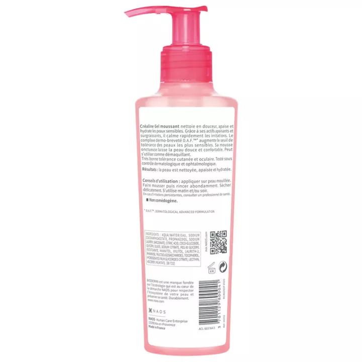 Créaline foaming gel Sensitive skin Bioderma 200ml