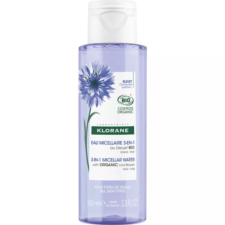 Acqua micellare biologica 3 in 1 di Klorane Bleuet