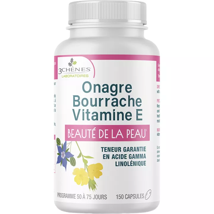 3Oaks Evening Primrose, Borraja, Vitamina E Capital Elasticity 150 cápsulas