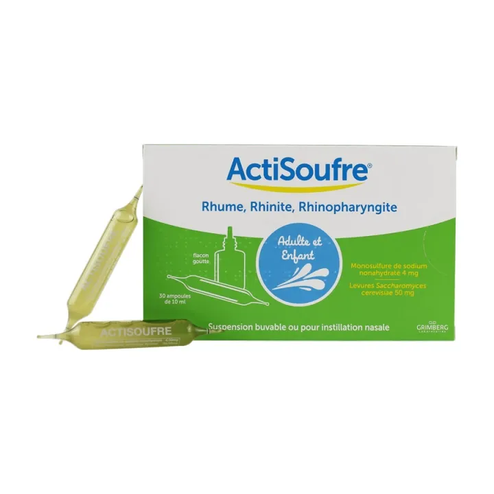 Actisoufre Ampoules Buvables ou Nasales Grimberg x30