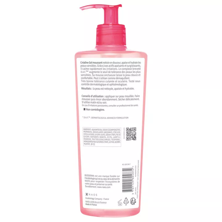 Créaline foaming gel Sensitive skin Bioderma 200ml
