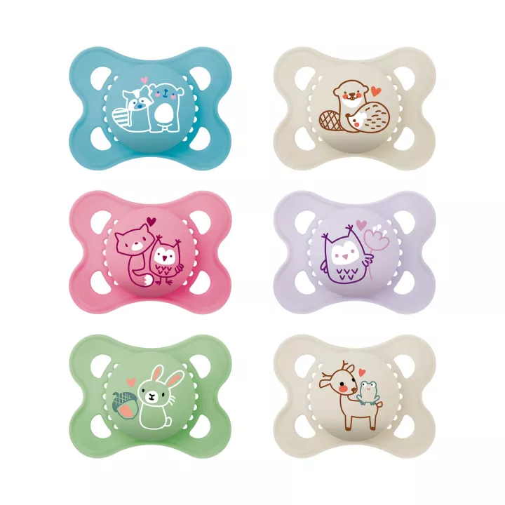 Mam Pacifier Original Colors of Nature 2-6 Months Pattern set of 2 Ref 39