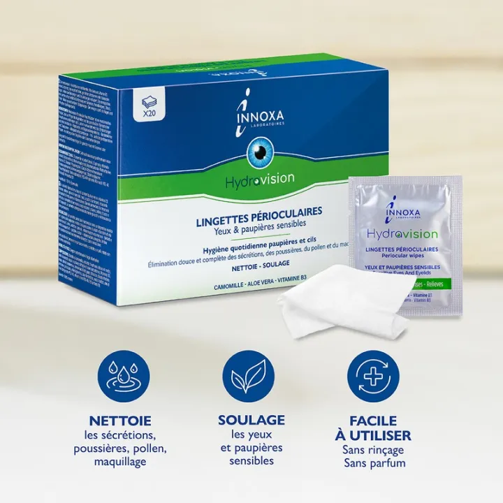 Innoxa Hydravision Salviette per la zona perioculare, 20 salviette