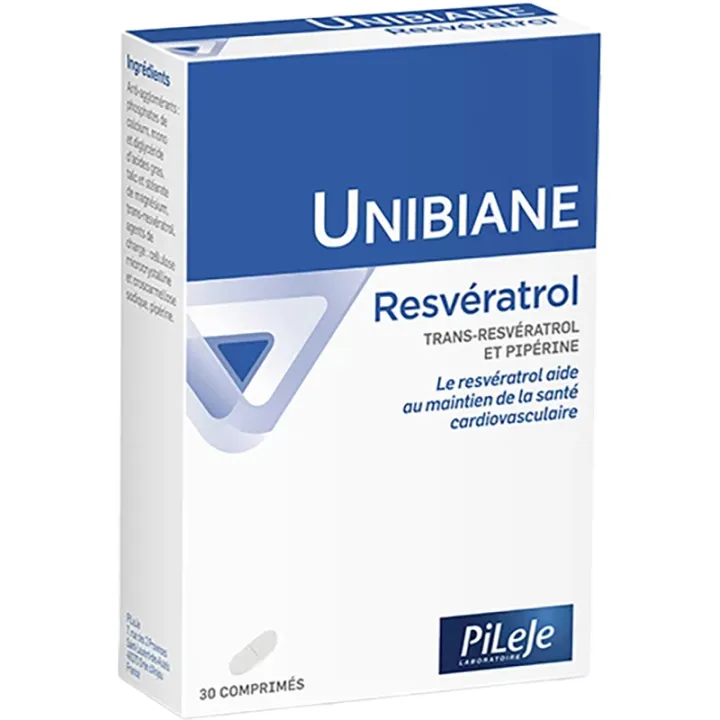 Unibiane Resvératrol Pileje santé cardio-vasculaire 30 comprimés
