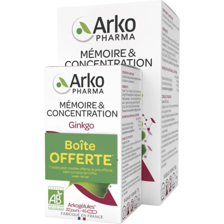 Arkocaps Ginkgo Mémoire et Concentration Bio
