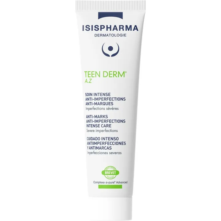 Isispharma Teen Derm A.Z. Tratamiento intenso contra las imperfecciones y las marcas, 30 ml