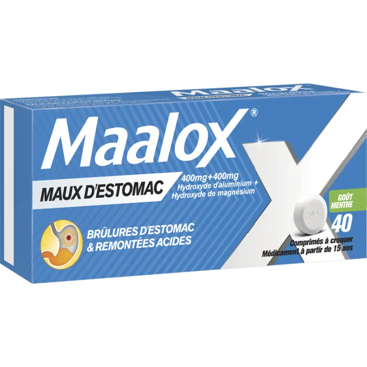 Maalox for Stomach Aches, Mint Flavor, 40 tablets