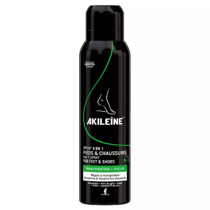 Akiléine spray Schwarz Antitranspirant Füße 150 ml