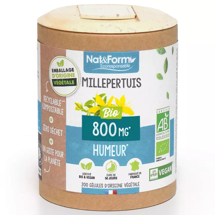 Nat & Form Millepertuis Bio 200 Gélules Végétales Eco 