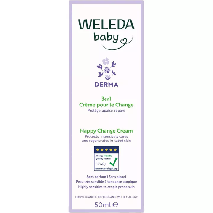 Weleda Bébé Mauve Blanche Derma Crème voor luierverschoning 50 ml