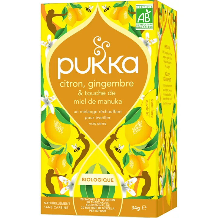 Pukka BIo Kräutertee Zitrone Ingwer & Manuka Honig 20 Beutel