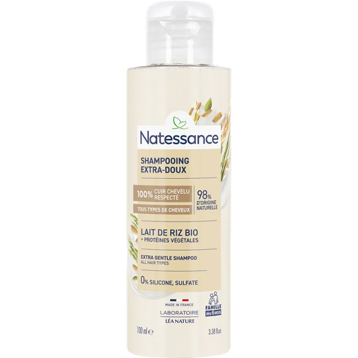 Shampoo extra-delicato al latte di riso biologico Natessance