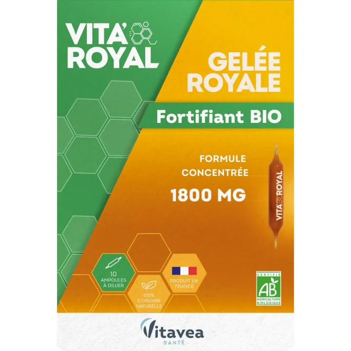 Vita'Royal Royal Jelly Organic 1800 mg 10 Nutrisante Flacons