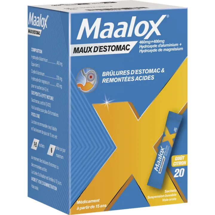 Maalox Stomach Ache Antacid Lemon 20 packets